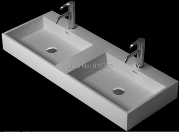Online 1200mm Corian Under Counter Vessel Sink Rectangular Matt Solid Surface Stone Pre-drilled Hole Washasins RS3834-13307