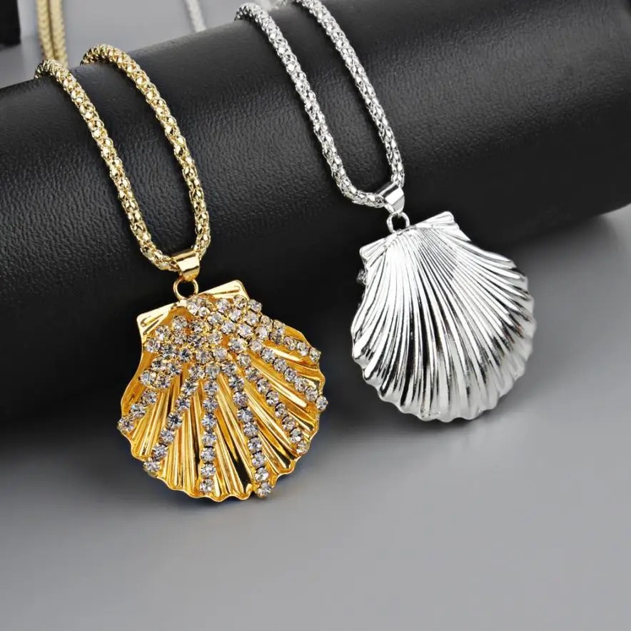 

Hot selling New Arrivals Women Fashion Alloy Shiny Seashell Design Clavicle Chain Shell Geometric Ornaments esmaltes bow charm