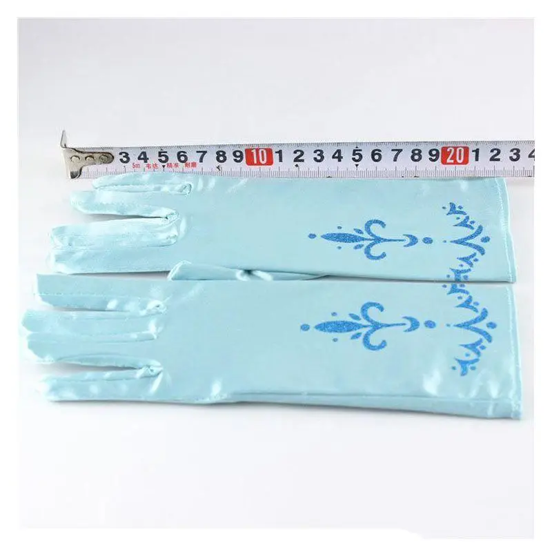 Girl Elsa Coronation Gloves Brocade Long Finger Mitten 24cm Sequins Printed Clothing Children Party Costume 6