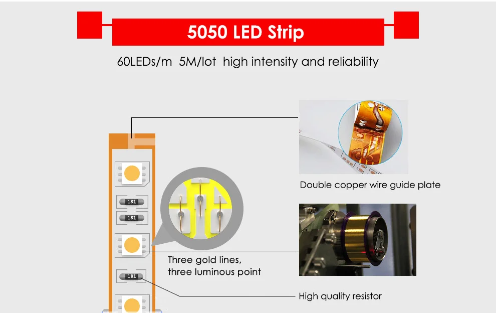 IP67/IP68 Водонепроницаемая светодиодная лента 5050 DC12V 60 светодиодный/м Высококачественная силиконовая трубка на открытом воздухе/под водой Светодиодная лента