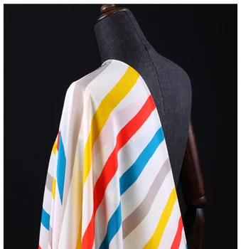 

115cm colorful rainbow print silk crepe de chine fabric for dress