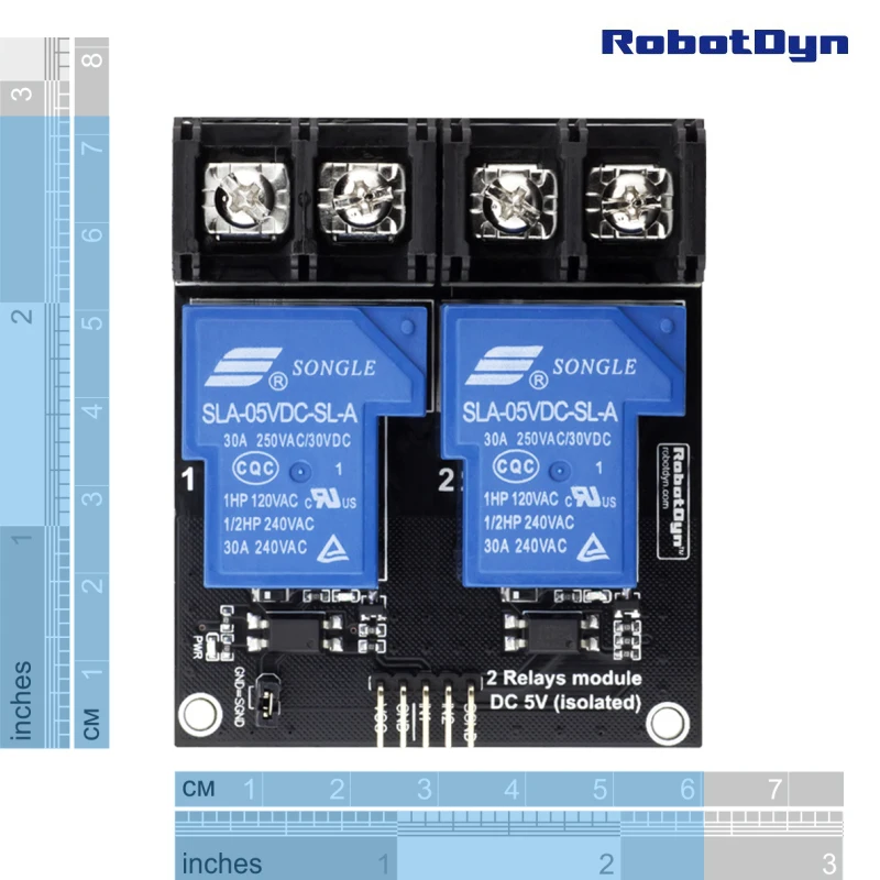 Релейный модуль 2 реле, работа 5 В. VC-30A 250VAC/30VDC