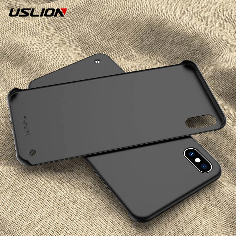 

USLION Phone Case For iPhone X Xs XR Xs Max Frameless Candy Color Matte Hard PC Simple Solid Back Cover For iPhone 6 6s 7 8 Plus