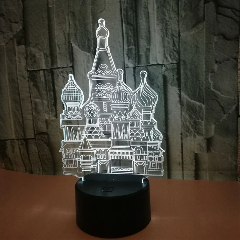 3D ночник исламские здания 7 цветов Изменение визуальный акриловый исламский дом