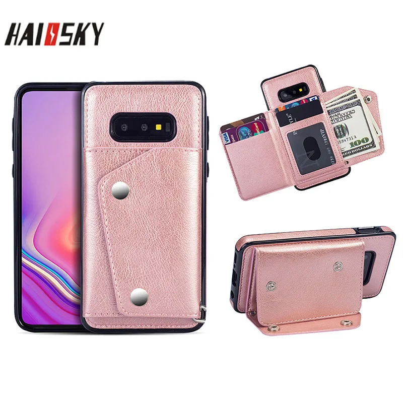 Чехол кошелек с отделением для карт HAISSKY Samsung Galaxy S10 S9 Plus откидная кожаная задняя крышка S10e Note 9 8 чехол