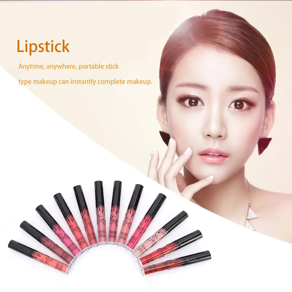 

12 Pcs / Colors Portable Matte Lipsticks Kit Moisturizing Lip Rouge Women Cosmetics Lip Make Up Gift Set