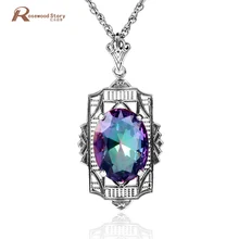 Модные подвески женские мистические радужные кристаллы 925 стерлингового серебра ювелирные изделия ручной работы Амулеты с гравировкой винтажные ожерелья и подвески