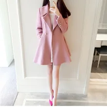 Женское шерстяное тонкое розовое длинное пальто, двубортное, с длинным рукавом, теплое, зима, осень, весна, пальто, Новое поступление, большой размер