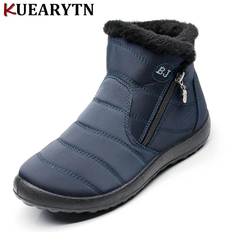 

Plus size 35-43 2018 winter new snow boots female tube thick plush waterproof cotton boots side zipper women boots