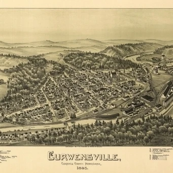 Old Map of Curwensville Pennsylvania 1895 Clearfield County Poster Print (18 x 24)