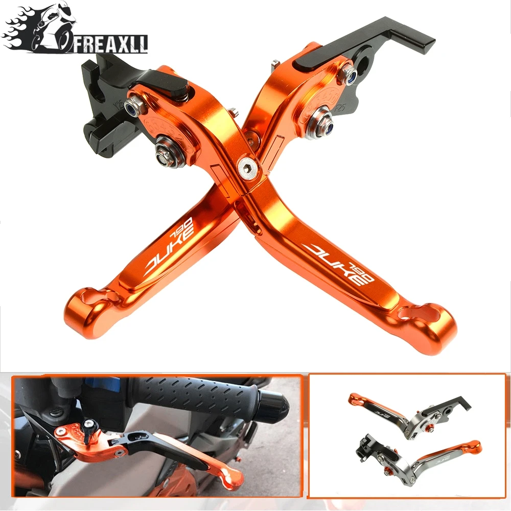 

For KTM 790 Duke Motorcycle Accessories Brake Clutch Levers CNC Aluminum Levers Foldabel Extendable with logo 2018-2019