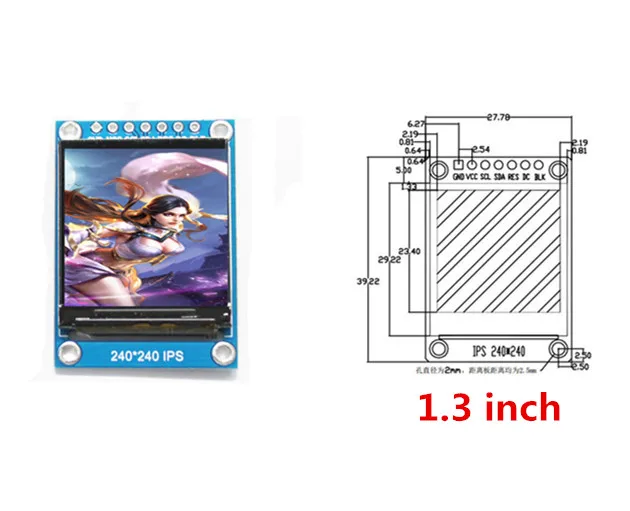 0,96 1,3 дюймов 1,4" 1,8" серийный 128*128 128*160 80*160 240*240 65 K SPI полноцветный TFT ips ЖК-дисплей модуль платы Замена OLED - Цвет: 1.3 inch
