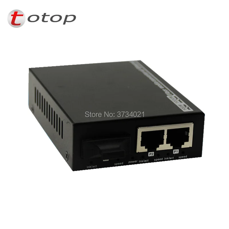 Волокно media converter 10/100 м 1 волокно 2 RJ45 портов, многомодового двойного волокна 1310nm SC 2 км внешний источник питания