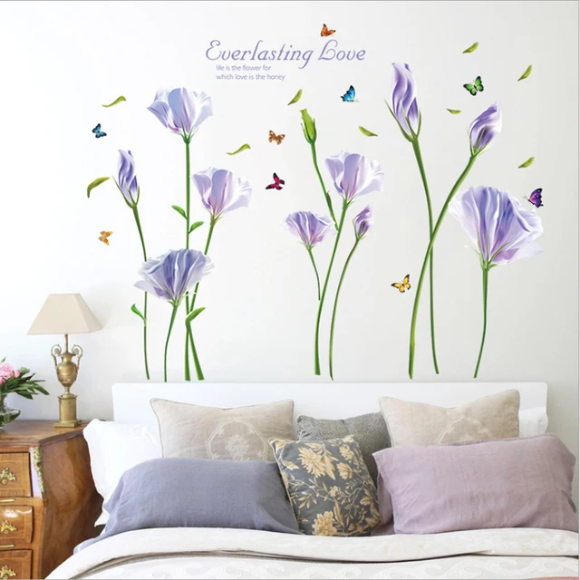 Romantico Fiore Viola Wall Sticker Amore Eterno Decorazioni Murali ... Romantico Fiore Viola Wall Sticker Amore Eterno Decorazioni Murali ...
