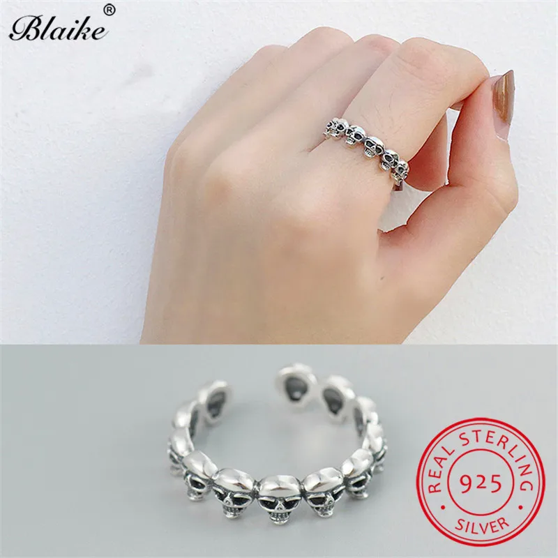 

Antique 925 Sterling Silver Skull Rings For Women Men Minimalist Do Old Ring Open Wedding Bands Engagement Rings Punk Jewelry