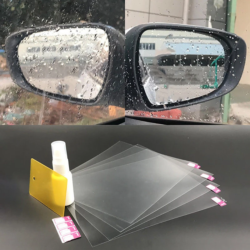 

4Pcs Car Anti Fog Waterproof Film Rearview Mirror Sticker Transparent Window Protective Rainproof Films