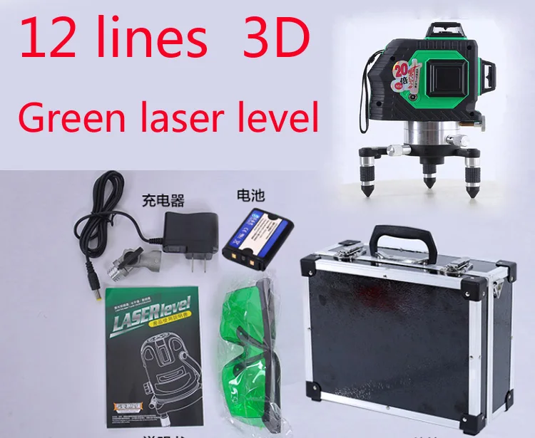 Купить 3д зеленый лазерный уровень 12 линий с наклоном Слэш функция и ...