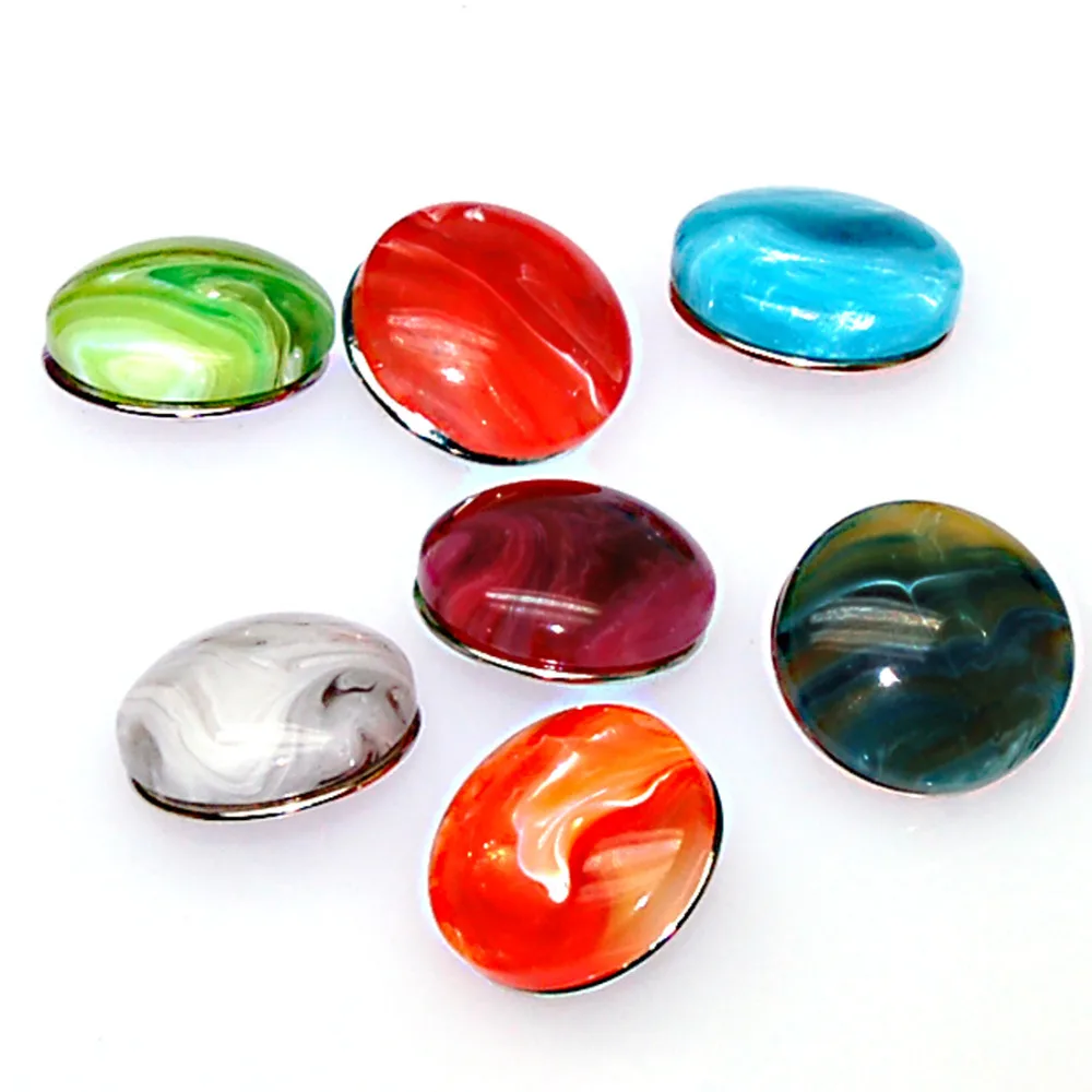 

18mm Random Color Resin Cabochon Snap Buttons Charm For DIY Snap Button Charm Bracelets Jewelry Findings & Components