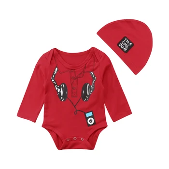 

2019 Emmababy New Cute Infant Baby Boy Long Sleeve Romper Top + Hat Jumpsuit Outfits 0-2T
