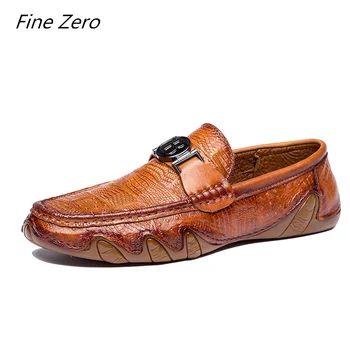 

High Quality Handmade Spring Genuine Leather Men Casual Shoes Soft Moccasins Fashion Brand Men Flats Comfy Driving Boat Shoes