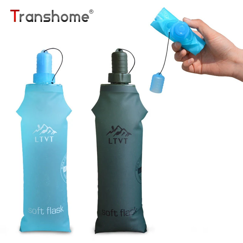 Transhome портативная силиконовая бутылка для воды 500 мл складные бутылки без БФА