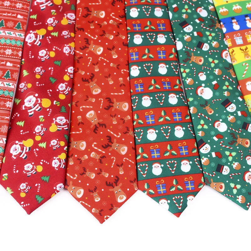 Новинка, мужской Рождественский галстук с принтом Санта Клауса, Рождественская елка, олень, подарки для мужчин, аксессуары, снежный мужской галстук с узором, галстуки на шею