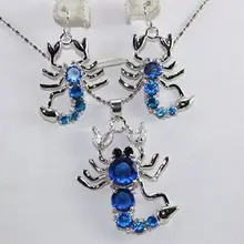 Синие кольцо из кубического циркония, с украшением в виде кристаллов подвеска скорпиона серьги Цепочки и ожерелья серебро кристалл кварца Для женщин свадебные туфли