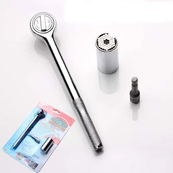 

3pcs/set 3/8" 7-19mm Universal Socket Ratchet Wrench Quick Magic Torque Wrench with Power Drill Adapter Hand Tool Set