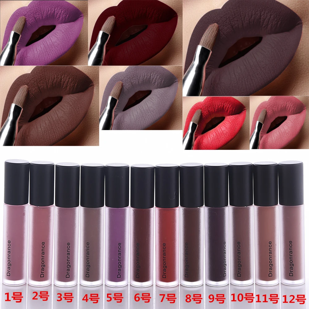 

Dragon Ranee Beauty Liquid Lipstick Long Lasting Women Make Up Matte Lipgloss Waterproof Smooth Lip Batom Cosmetic Lip AM018