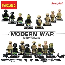 Decool 8 шт./лот, Современная Военная битва, военные спецназ, игрушки для переноски, строительные блоки для Лего, оружие, классика для Минифигурки