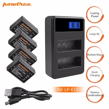 

4PCS LP-E10 LP E10 LPE10 Camera Batteries +LCD USB Dual Charger for Canon EOS 1100D 1200D 4000D Kiss X50 X70 X80 Rebel T3 T6 L10