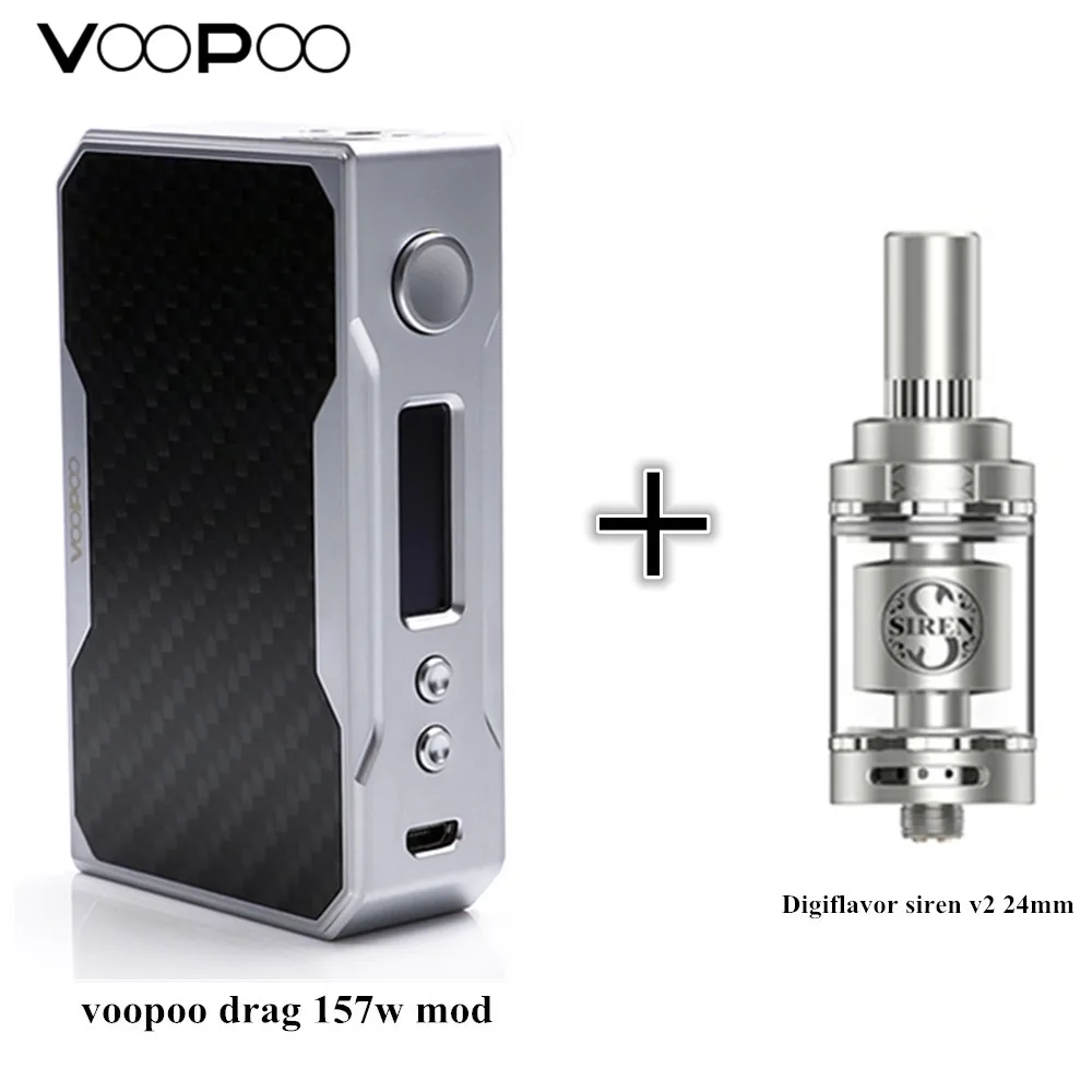 Оригинальный voopoo перетащите 157 w mod и Digiflavor Siren V2 GTA MTL Tank 24 мм версии 4,5 мл электронная сигарета полный комплект vape проекты устранимые