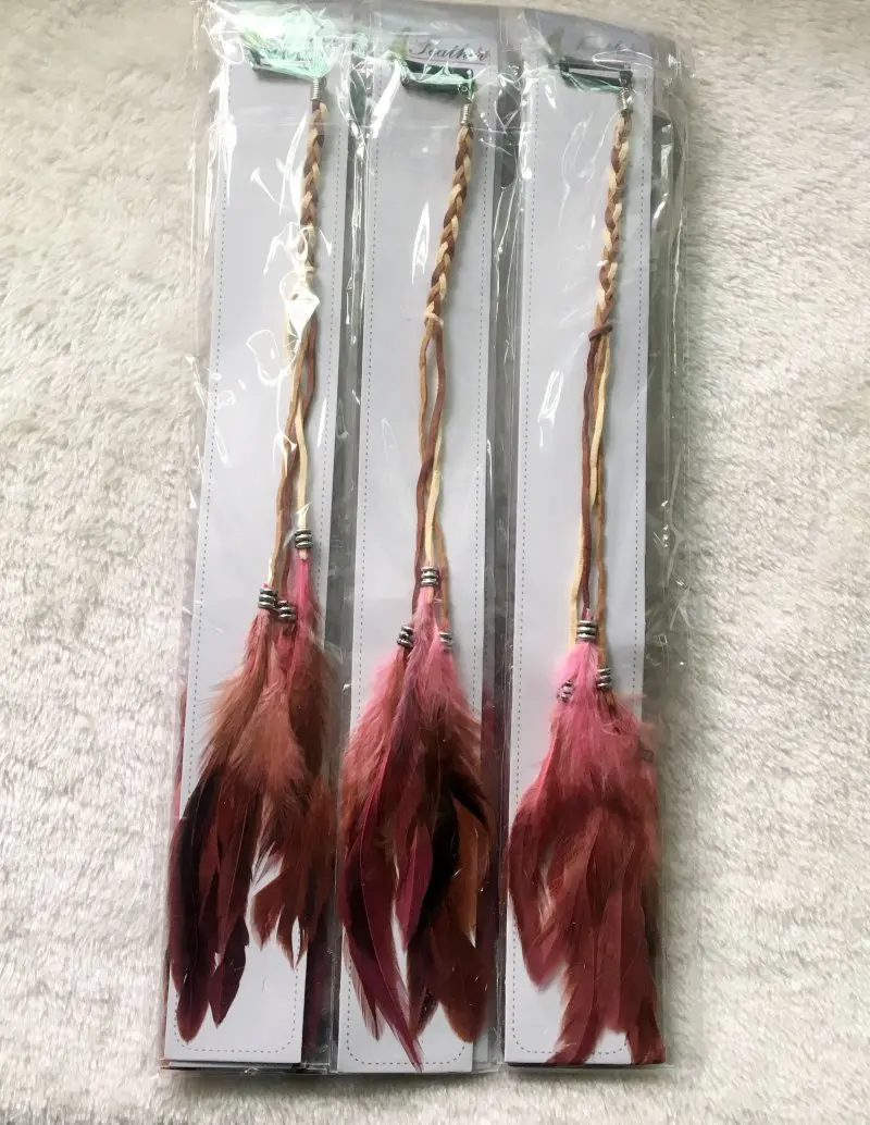 Natural Feather Leather Hair Clips para Mulheres e Meninas, Pink Headdress, Hair Extension Plumes, Wedding Headwear Acessórios