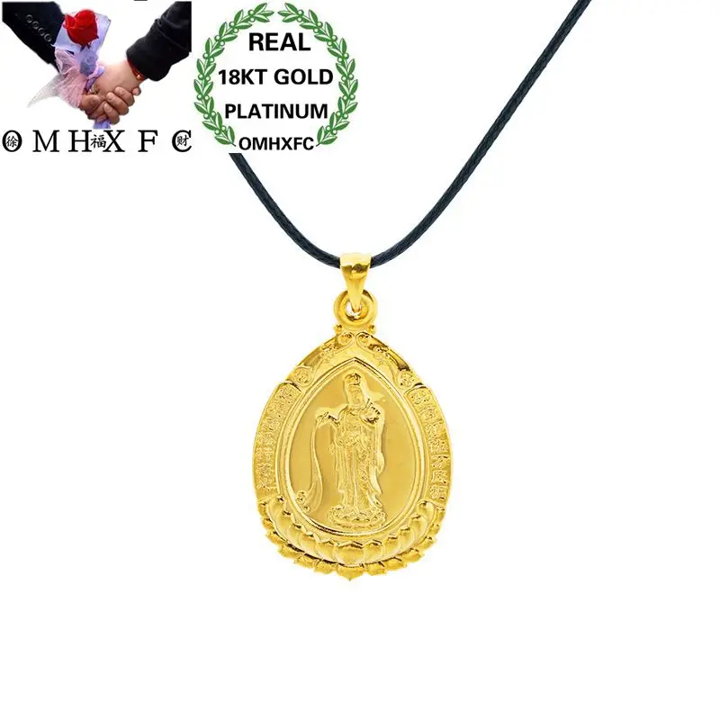 OMHXFC Wholesale European Fashion Woman Unisex Party Birthday Wedding Gift Water Drop GUANYIN 18KT Real Gold Charm Pendant PN85 | Украшения