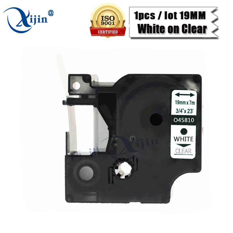 Xijin Совместимость DYMO D1 высокое качество 45810 19 мм* 7 м белый на четких этикетки лента картридж