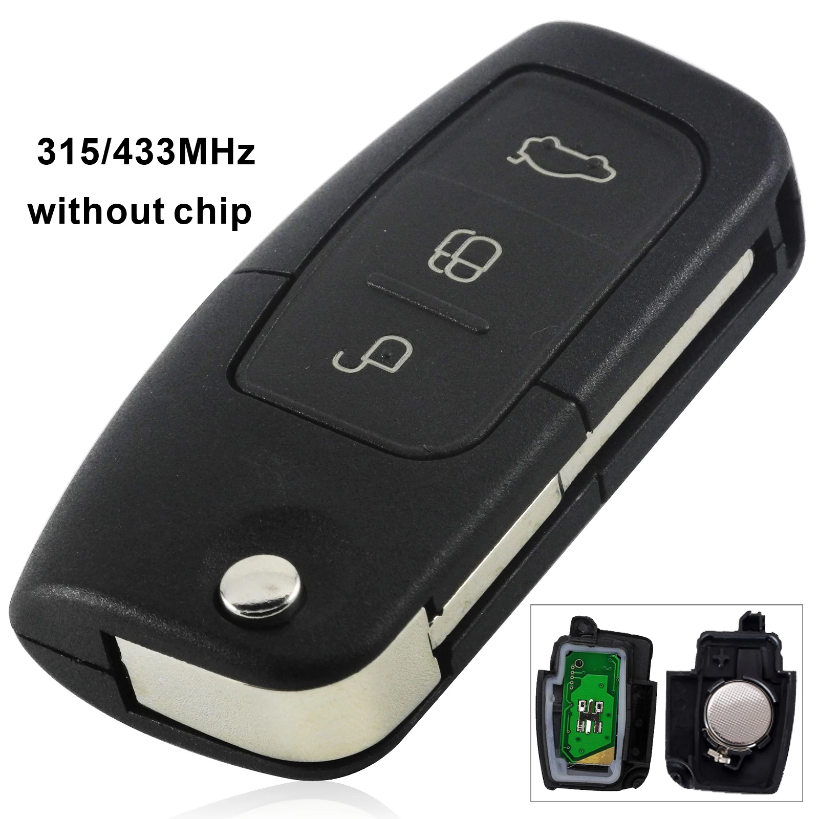 Jingyuqin 433 МГц 4D63 40 бит 80 бит 3 кнопки откидной складной пульт дистанционного управления ключ автомобиля для Ford Focus 2013 Fob чехол HU101 Blade - Количество кнопок: without chip
