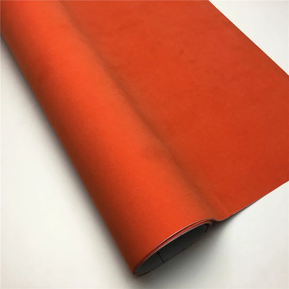 

Orange Suede Vinyl Wrapping Film Velvet Fabric Car Wrapping Vinyl Bubble Free For Car Sticker Console Computer Skin