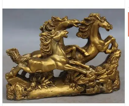 

Оптовая продажа, заводские декоративные поделки, латунь, 15 см, китайская Бронзовая скульптура с благоприятным успехом бега, 3 лошади, лошади, скульптура с животными