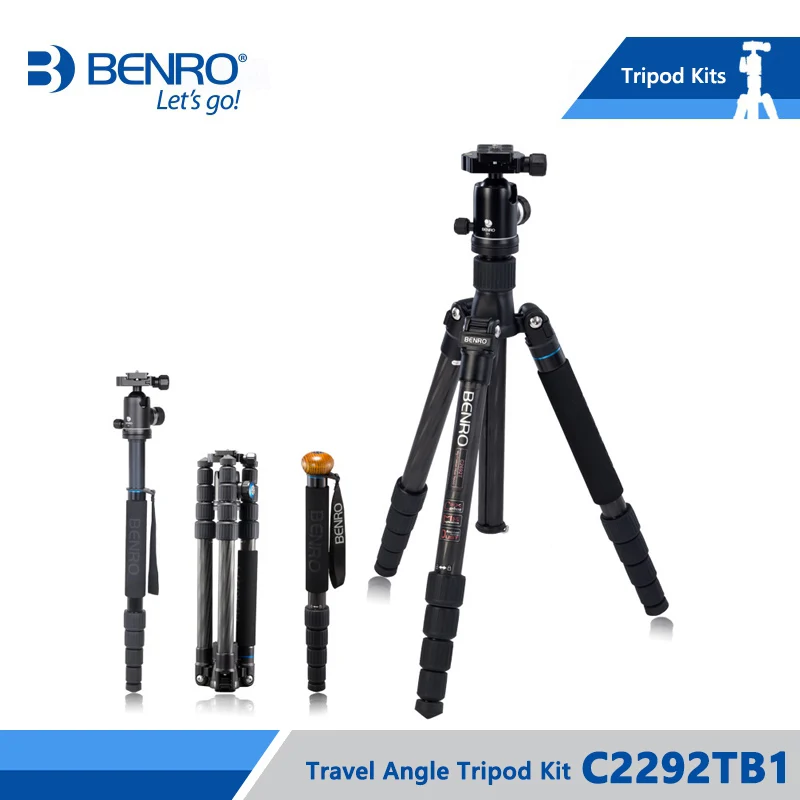 

Benro C2292TB1 Tripod Carbon Fiber Tripods Flexible Monopod For Camera With B1 Ball Head Max Loading 12kg DHL Free Shipping