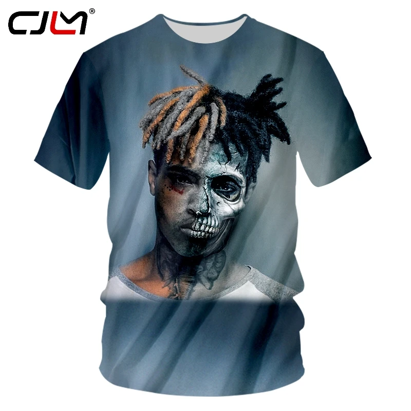 CJLM футболка Hombre Новые короткие черепа Xxxtentacion 3D печать хип хоп 7XL Habiliment мужская