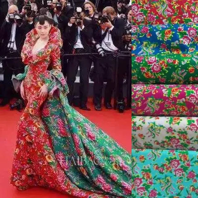 Movie party long wedding dress fabric flower pattern french neoprene fabric  print fabric print for sewing Money pattern Cash
