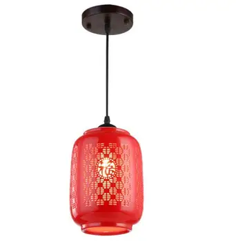 

Ceramic glass red lanterns pendant light entrance hall balcony aisle aisle lamp festive Chinese Ceramic Pendant ZS4