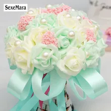 Buque De Noiva, романтические цветы, Сладкая Роза с жемчугом, букеты для свадьбы, букеты для подружек невесты, цветочницы