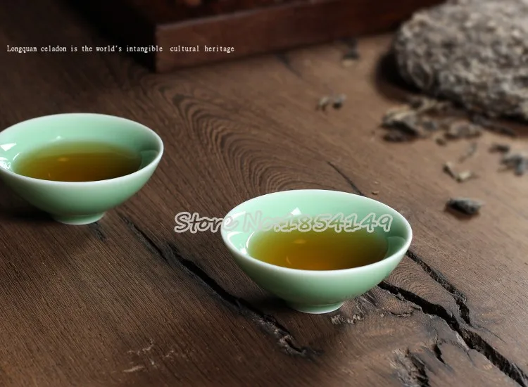 8 шт Китайский Longquan Celadon фарфоровая китайская гайвань чайные чашки чайное блюдце чаша для чая 50 мл ручной работы, китайский чайник чашка высокого качества