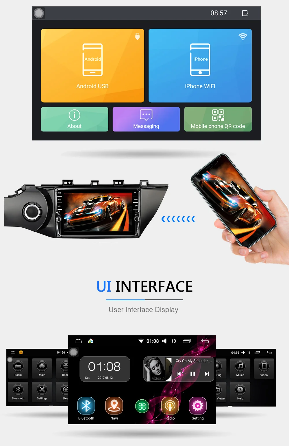 Clearance Funrover IPS Android 8.0 2 din car dvd for kia k2 rio 2016 2017 multimedia radio tape recorder audio stereo wifi video player fm 20