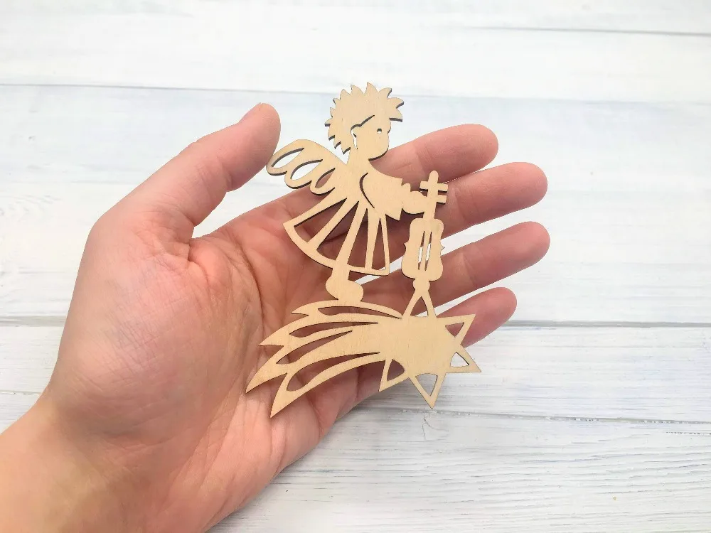 

Angel boy on the star, Wood Shape - for Arts, Crafts. Ornament,Decoration, Decoupage, Craft Supply,Angel Wooden shape Supply