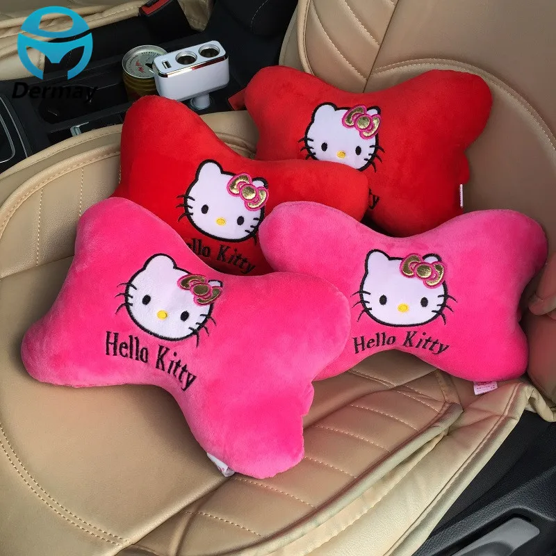 Cute Car Neck Pillow Support Car Seat Covers Pink Red Hello Kitty Car Accessoriesin Automobiles
