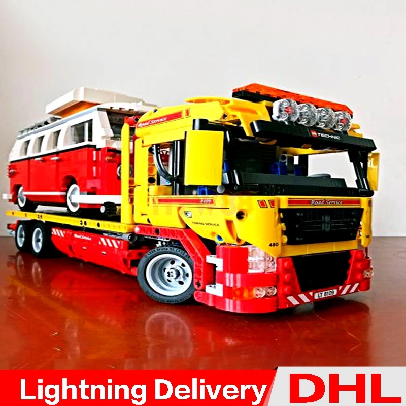

LP 20021 technic Kits Flatbed trailer LP 21001 Volkswagen T1 Camper Van Model Building blocks Bricks Toy Gift lepined 8109