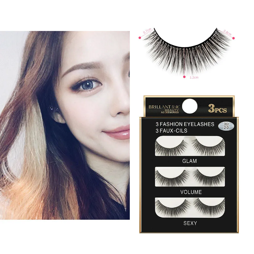 

MAG 3 Pairs 3D Long False Eyelashes Makeup Natural Fake Thick Black Eye Lashes наращивание ресниц L525