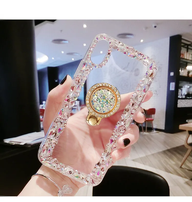 

Luxury Capa Bling Ring Holders Rhinestone Clear Soft Case Cover For Xiaomi Redmi5 6 4X 4A 5A 6A Note4 5 6 7 Pro Note4X 5A Coque